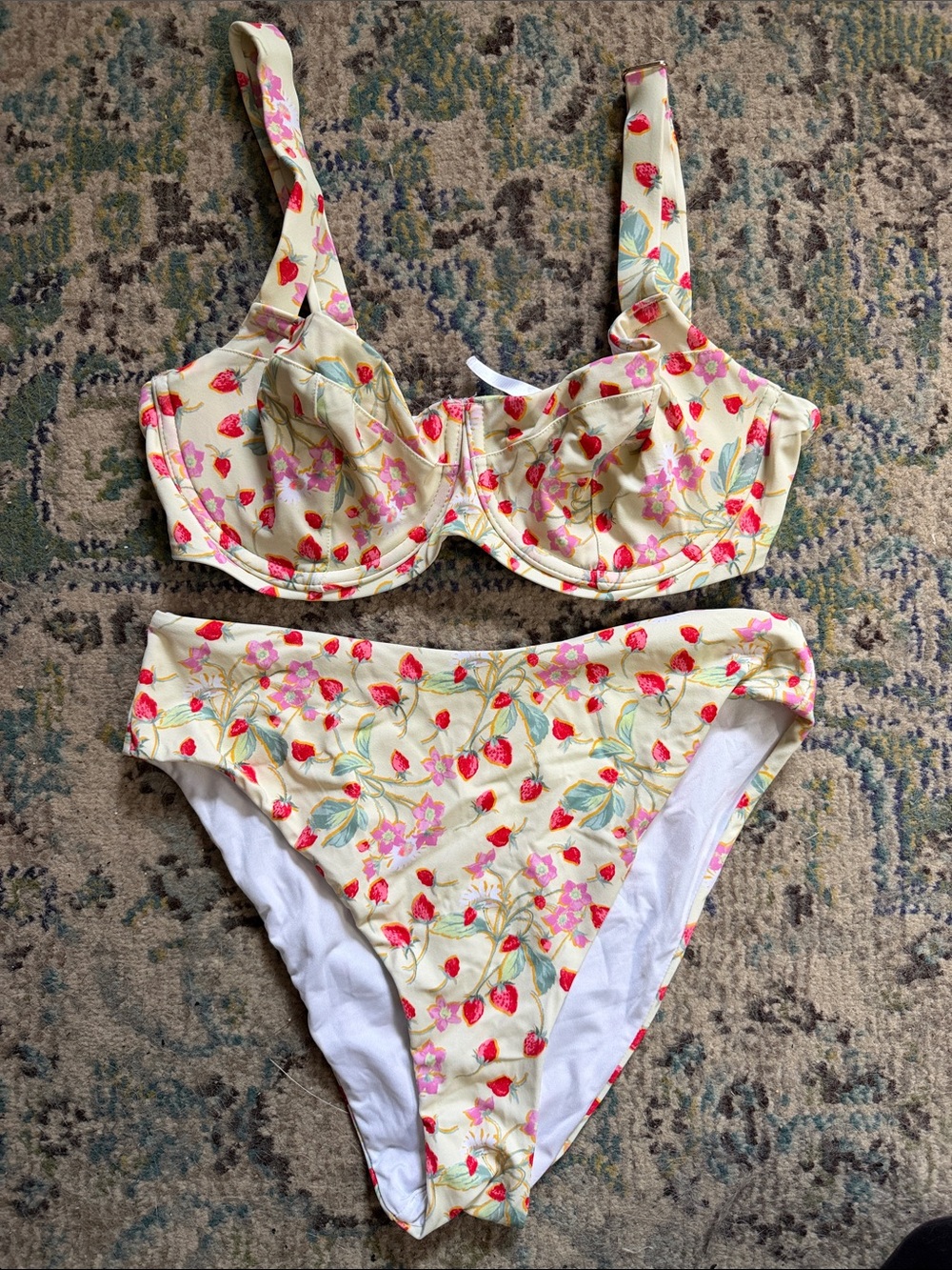 Victoria's Secret Yellow Strawberry Floral Bikini Set